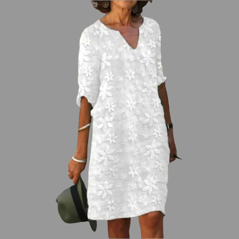 Women's Floral Midi Dress Modern Style - Fashinoza