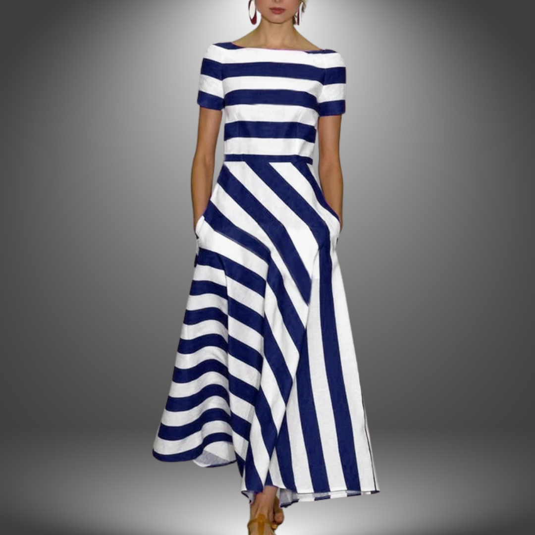 Image of Regina | Women's Striped A-Line Midi Dress