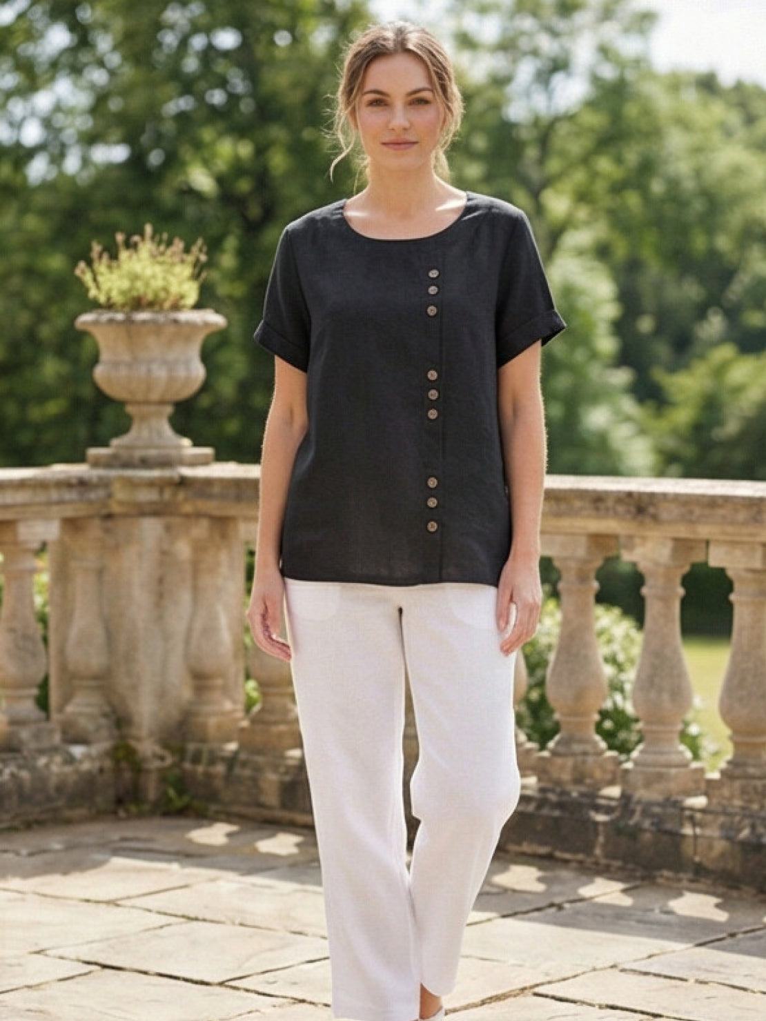 Women's Short Sleeve Scoop Neck Cotton Casual Beige