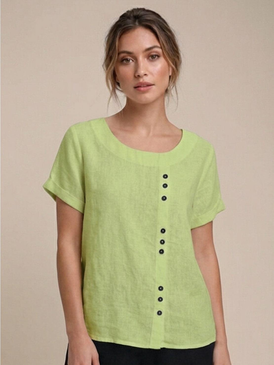 Women's Short Sleeve Scoop Neck Cotton Casual Beige