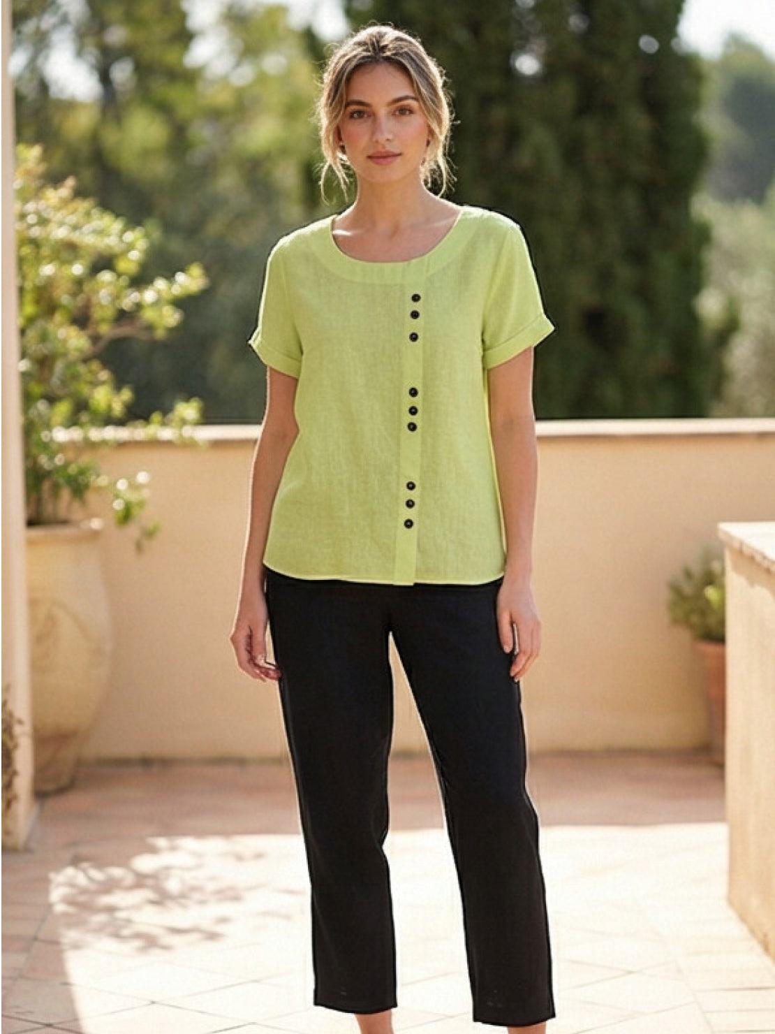 Women's Short Sleeve Scoop Neck Cotton Casual Beige