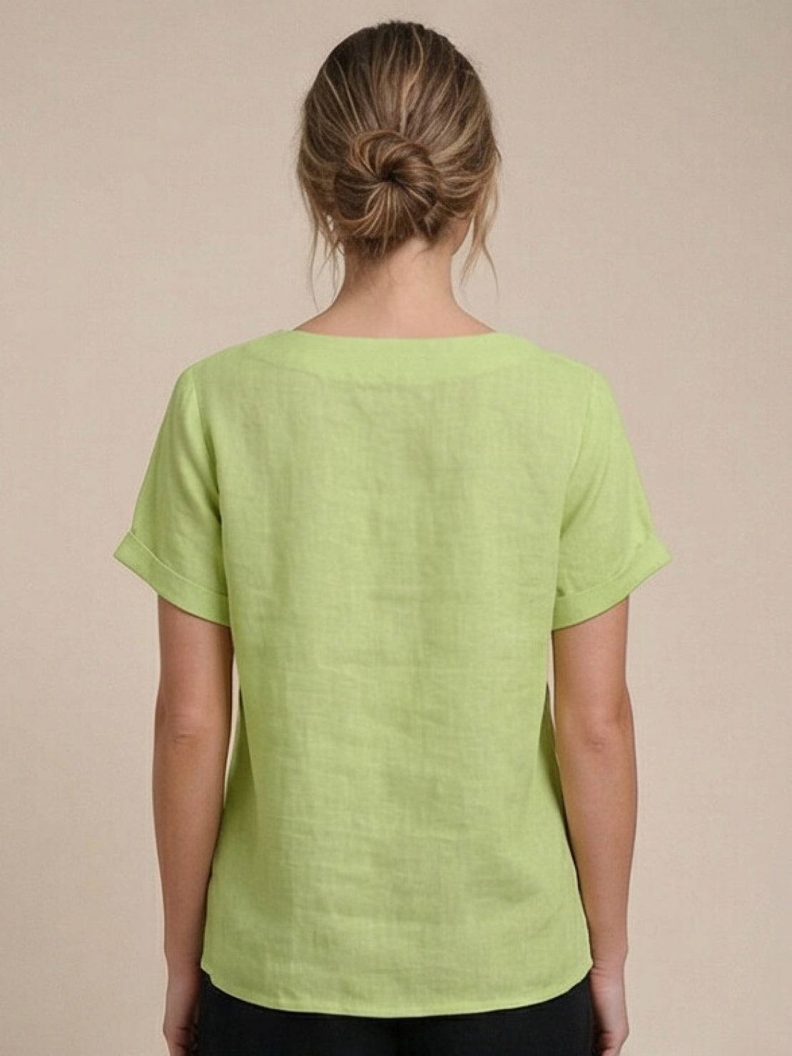 Women's Short Sleeve Scoop Neck Cotton Casual Beige