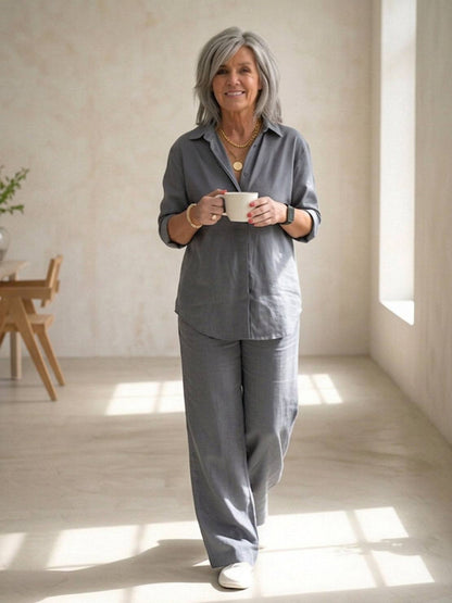 Vivian Women's Casual Shirt And Pants Set