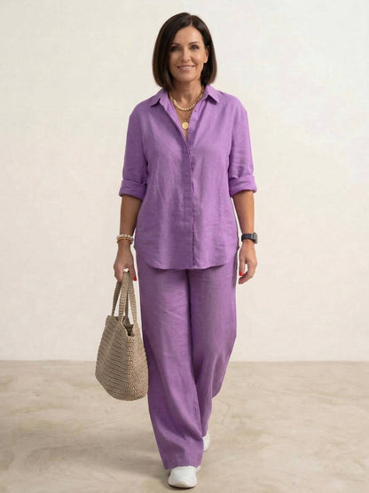Vivian Women's Casual Shirt And Pants Set