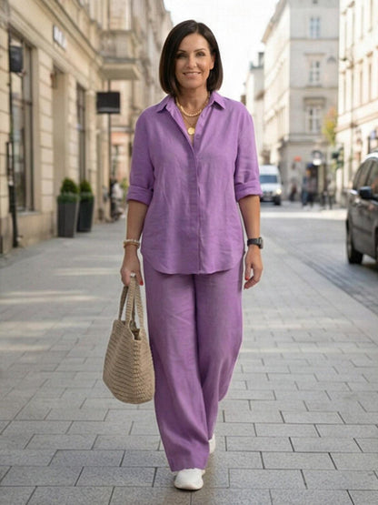 Vivian Women's Casual Shirt And Pants Set