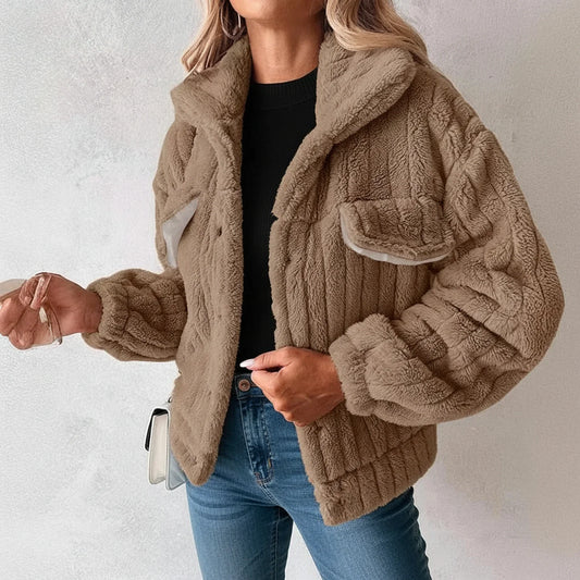 Women's Relaxed Fit Sherpa Winter Jacket - Fashinoza