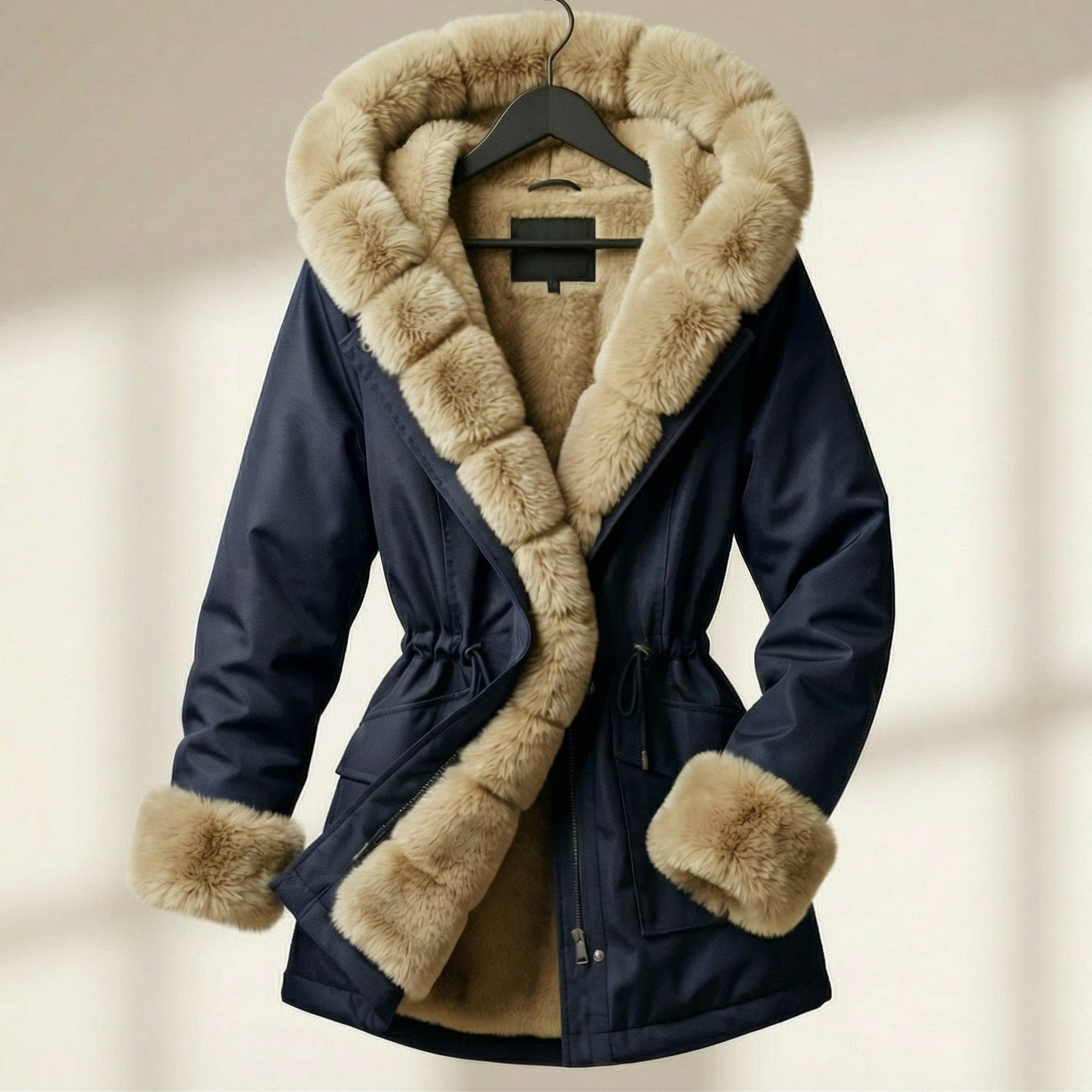 Image of Renee | Women's Fur Trimmed Hooded Coat