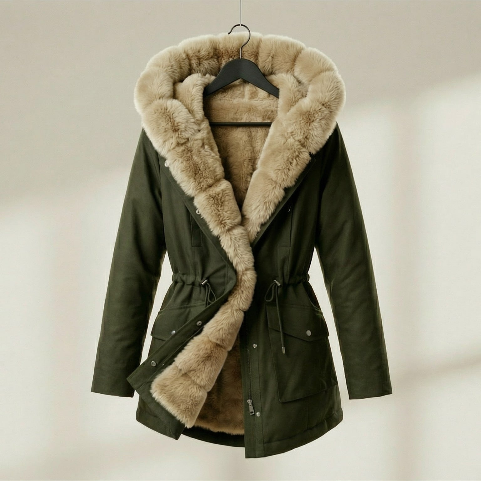 Image of Renee | Women's Fur Trimmed Hooded Coat