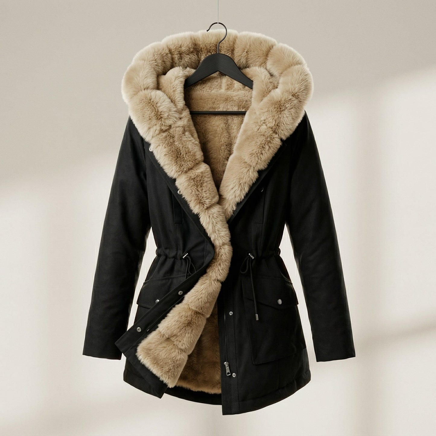 Image of Renee | Women's Fur Trimmed Hooded Coat