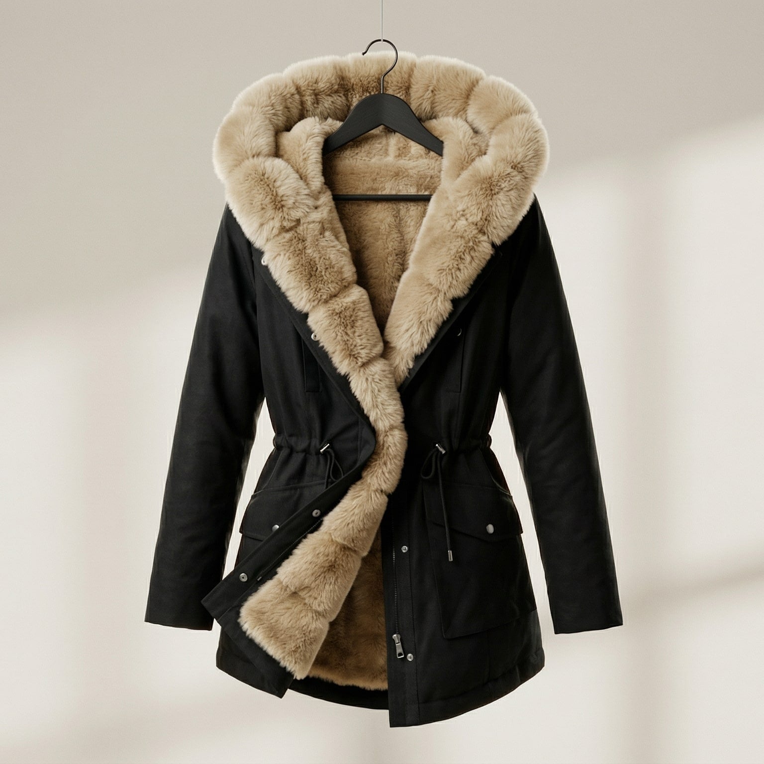 Image of Renee | Women's Fur Trimmed Hooded Coat
