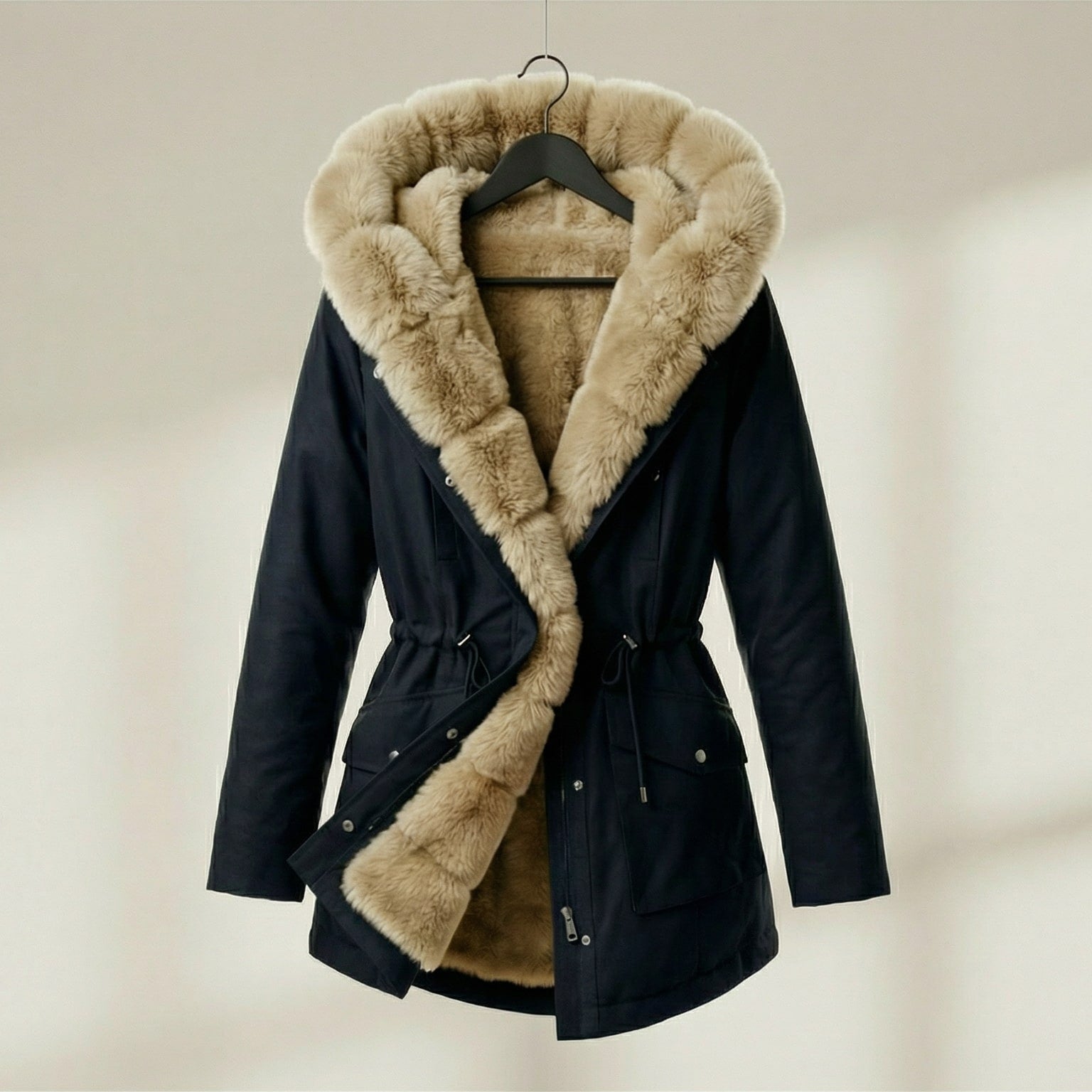 Image of Renee | Women's Fur Trimmed Hooded Coat