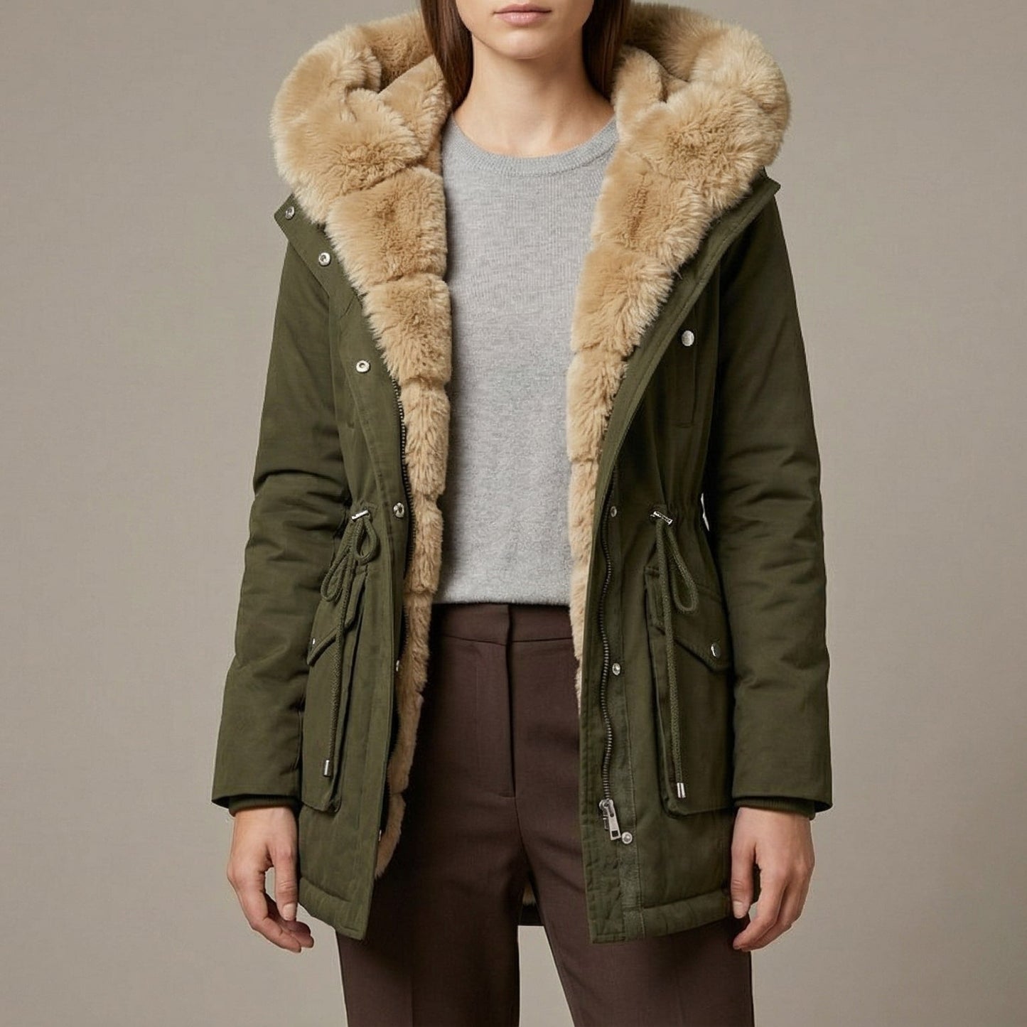 Image of Renee | Women's Fur Trimmed Hooded Coat