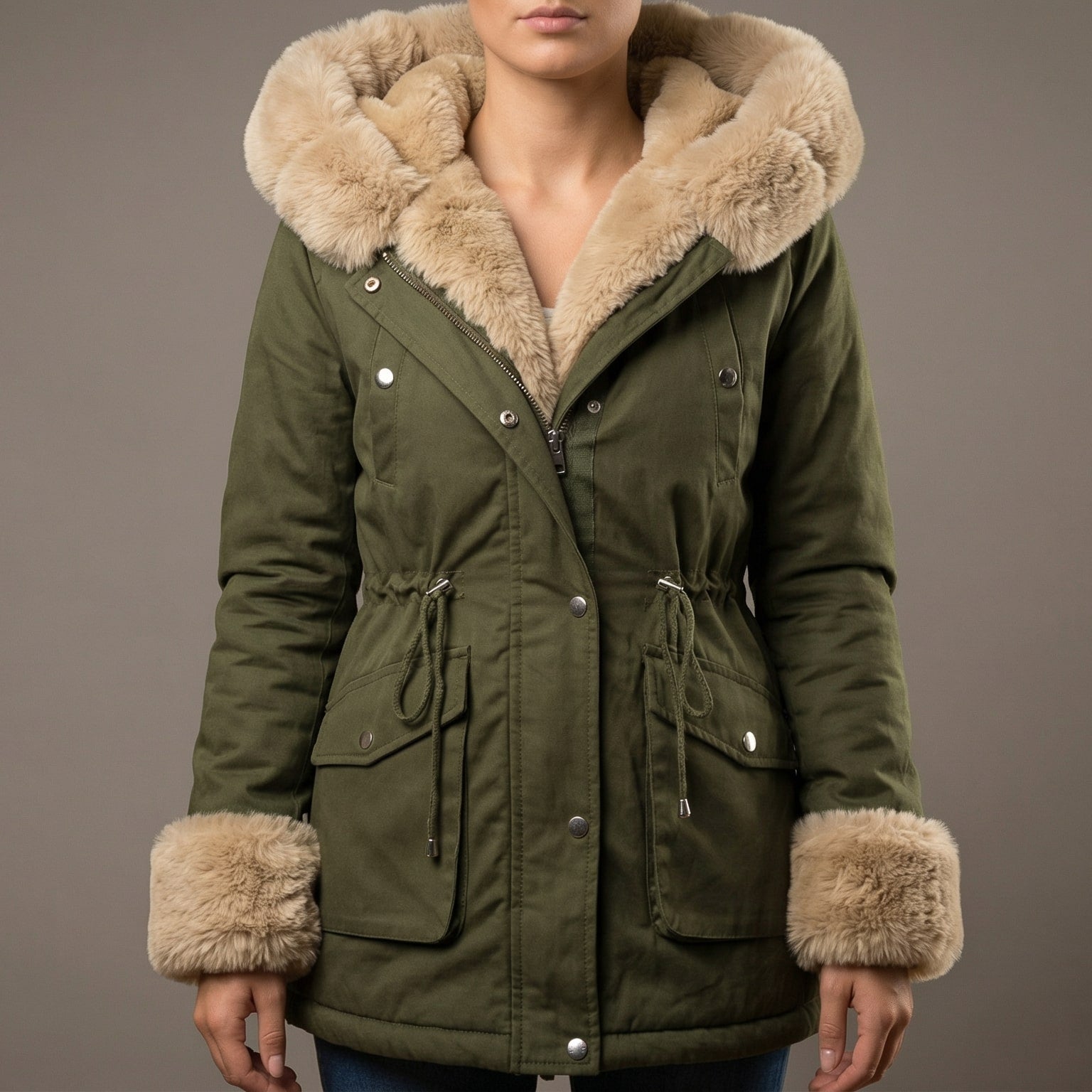 Image of Renee | Women's Fur Trimmed Hooded Coat