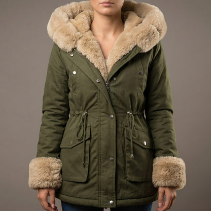 Image of Renee | Women's Fur Trimmed Hooded Coat