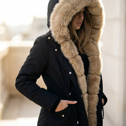 Image of Renee | Women's Fur Trimmed Hooded Coat