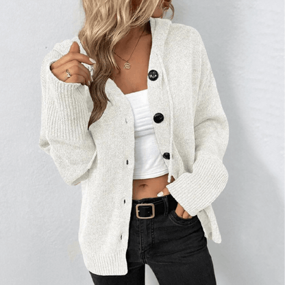 Women's Knit Cardigan Button Down Warm Puffer Detail