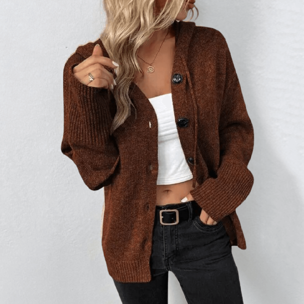 Women's Knit Cardigan Button Down Warm Puffer Detail