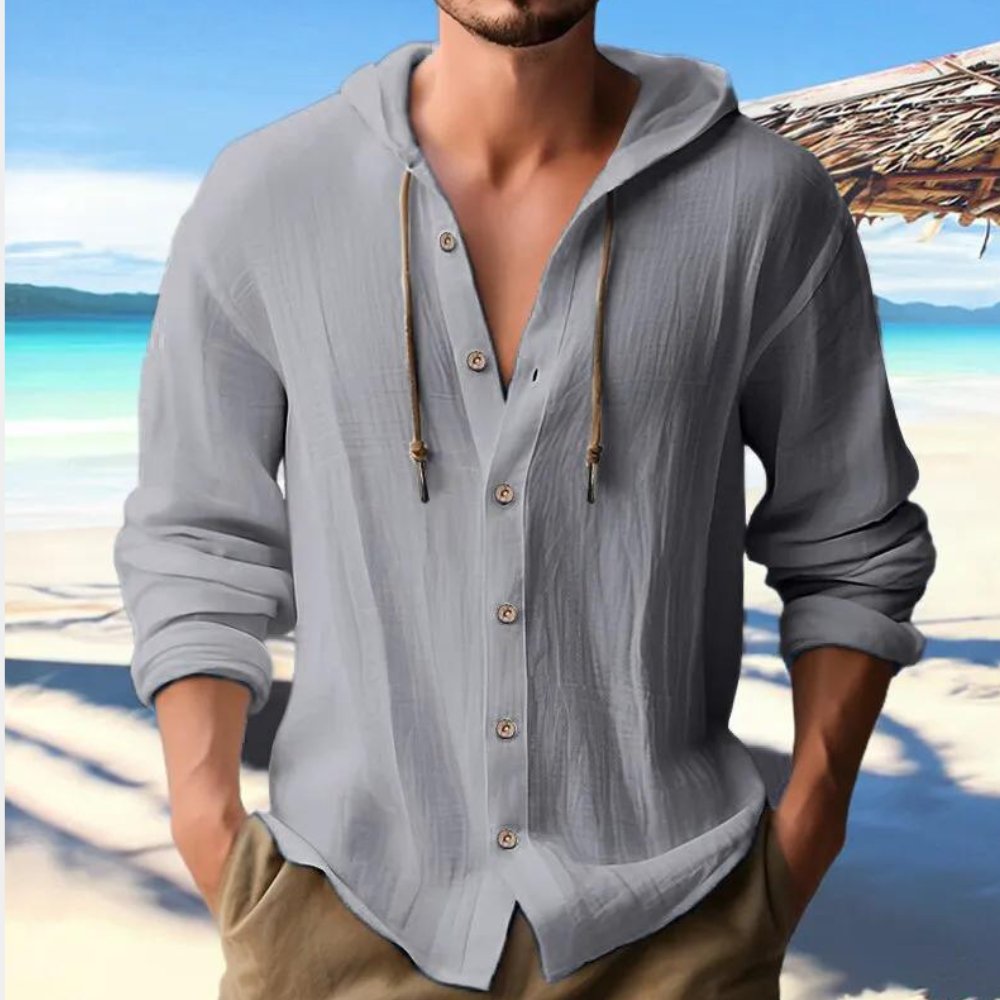 Image of Reuben | Men's Hooded Button-Down Casual Shirt