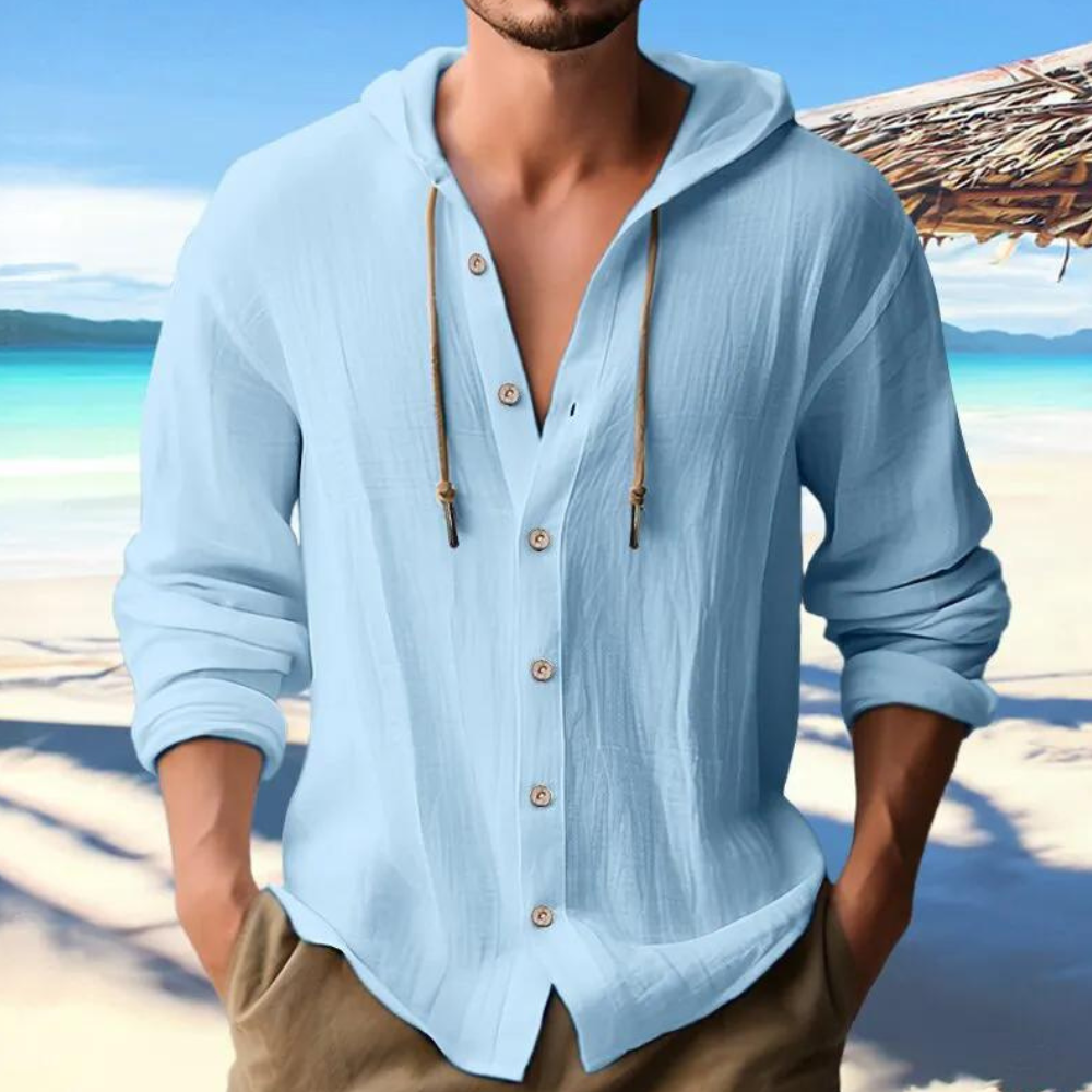 Image of Reuben | Men's Hooded Button-Down Casual Shirt