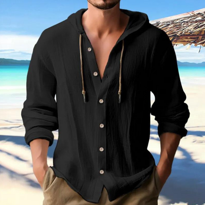 Men's Hooded Casual Shirt Button-Down - Fashinoza