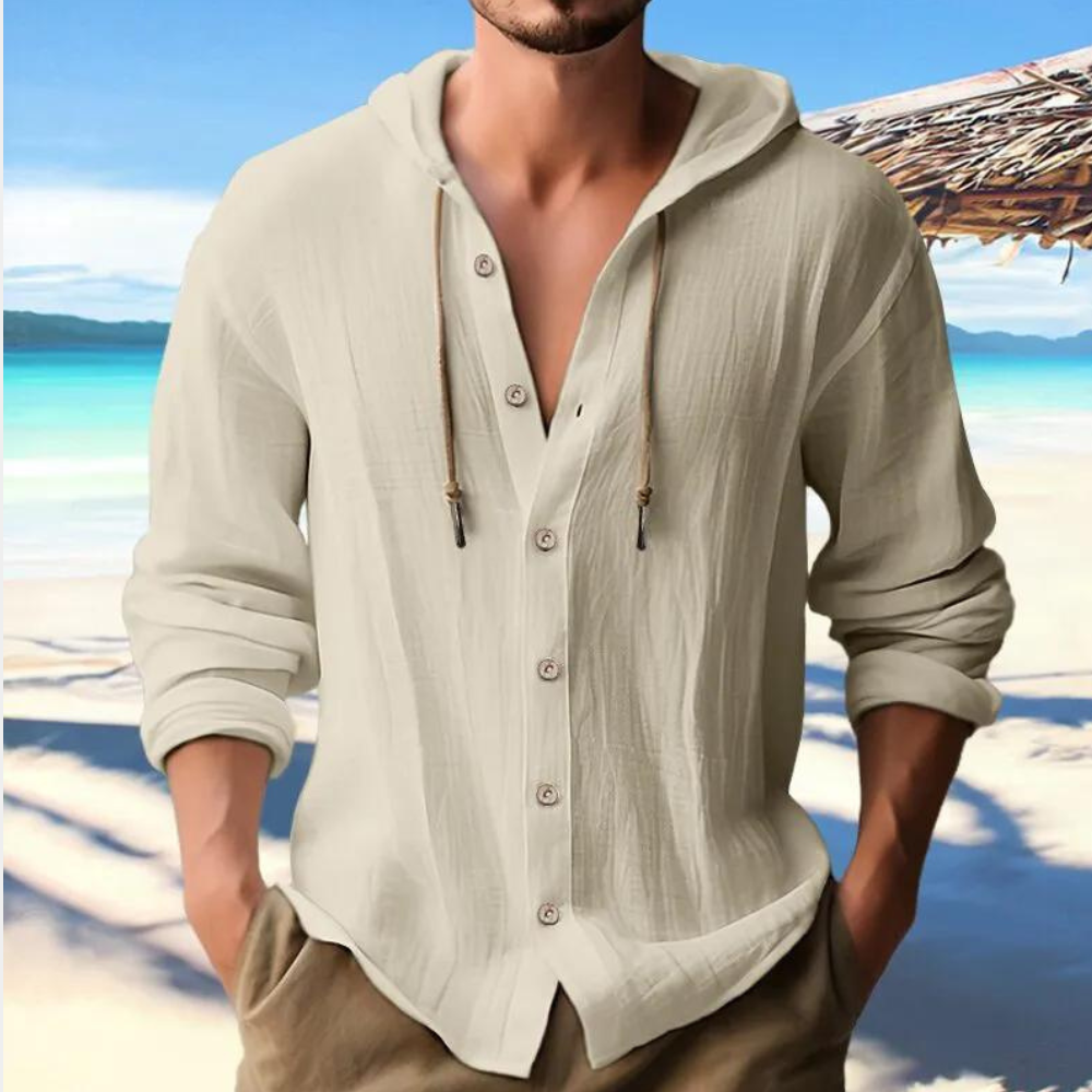 Image of Reuben | Men's Hooded Button-Down Casual Shirt