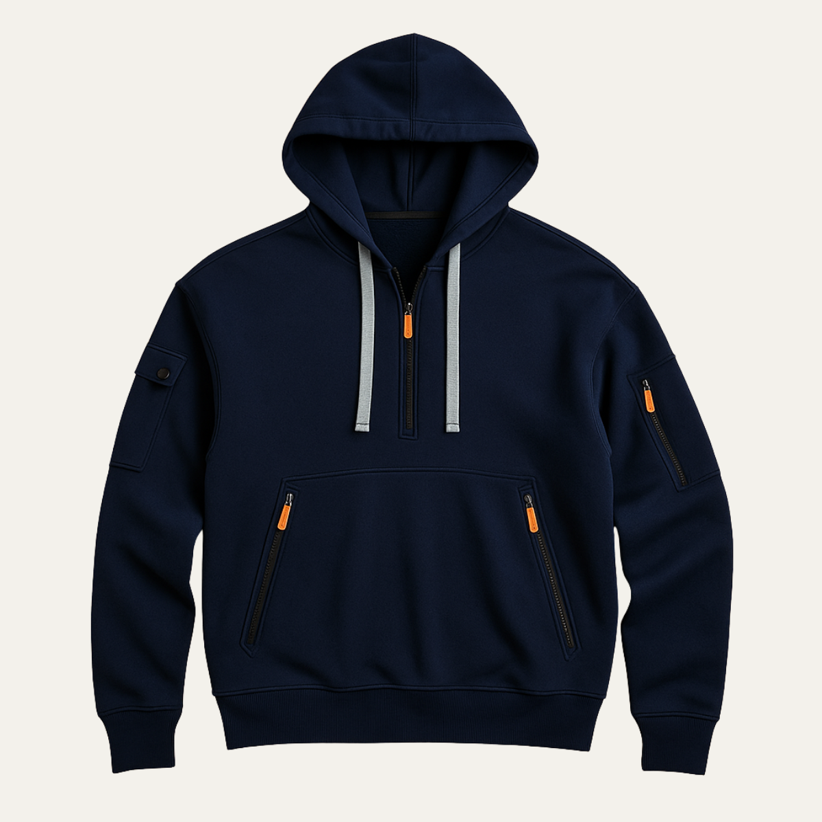 Men's Casual Half Zip Hoodie Sweater Zip Pockets - Fashinoza
