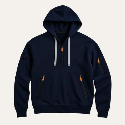 Men's Casual Half Zip Hoodie Sweater Zip Pockets - Fashinoza