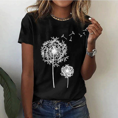 Women's Graphic Crew Neck T-Shirt - Fashinoza