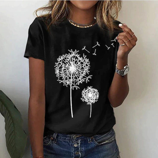 Women's Graphic Crew Neck T-Shirt - Fashinoza