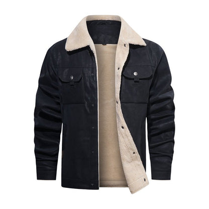 Men's Sherpa Jacket Button Front Collar - Fashinoza