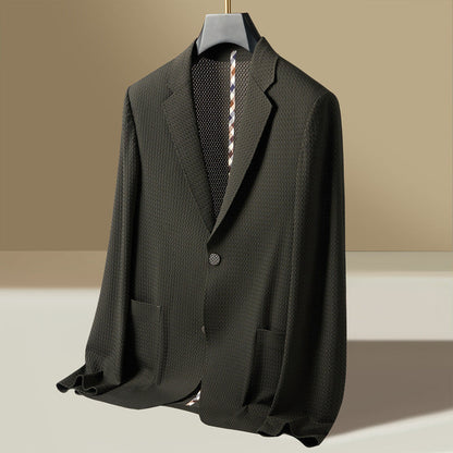 Men's Lightweight Blazer Textured Single-Breasted - Fashinoza