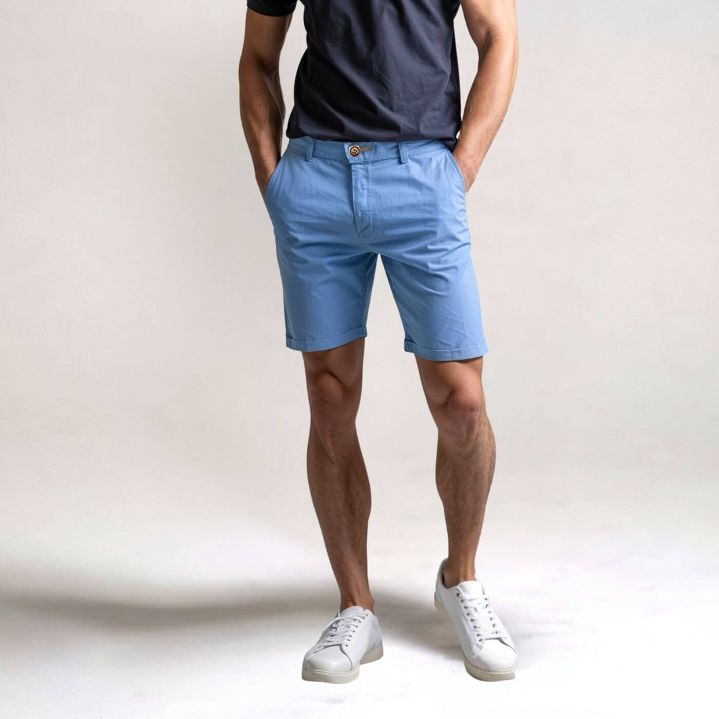 Men's Chino Shorts Flat Front Beige - Fashinoza