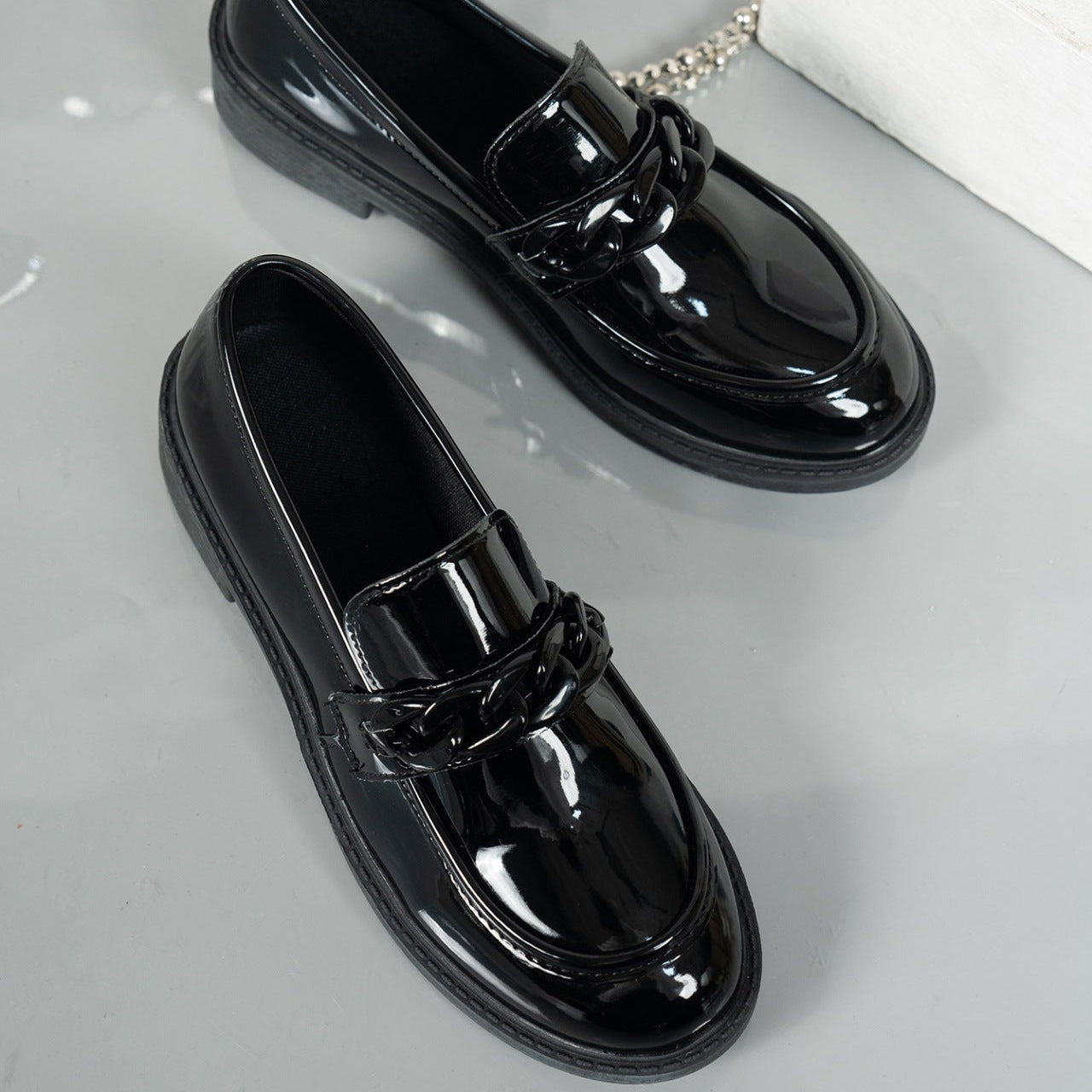 Image of Riley | Women's Chain Detail Platform Loafers