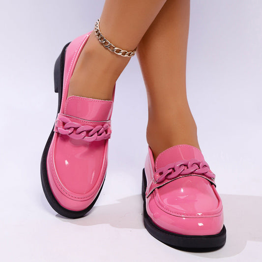 Women's Chain Detail Platform Loafers - Fashinoza