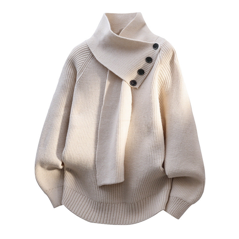 Women's Cozy Sweater Scarf Neck Design