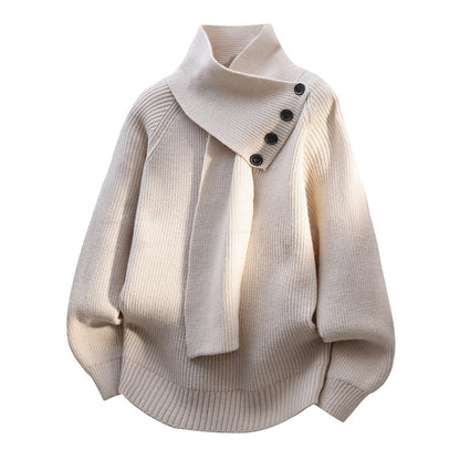 Women's Cozy Sweater Scarf Neck Design