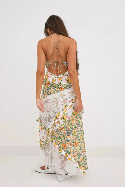Women's Floral Lace Long Dress