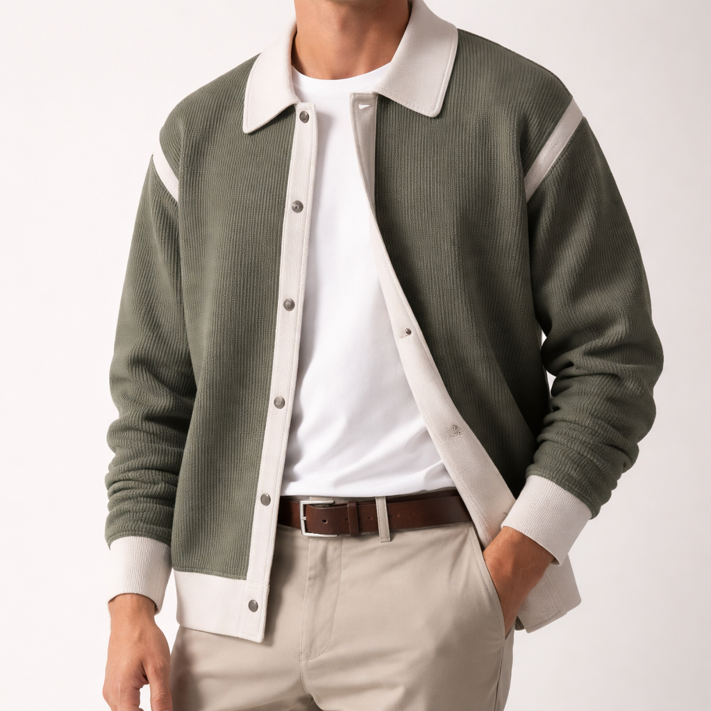 Men's Varsity Jacket Button-Down Cotton - Fashinoza