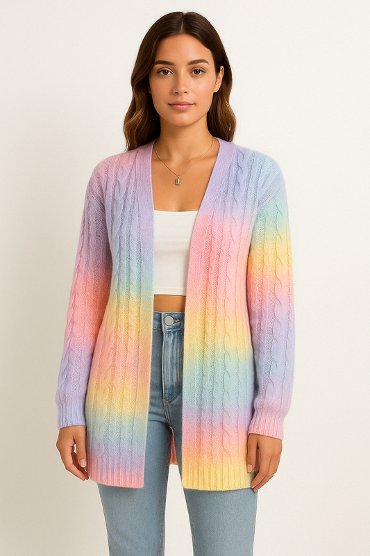 Women's Long Sleeve Cable Knit Cardigan - Fashinoza