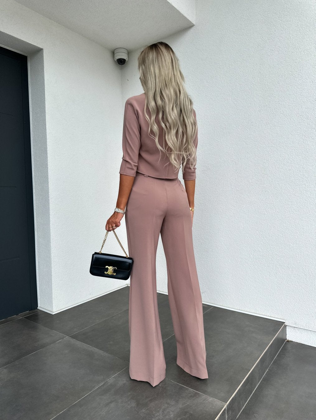 Women's 2-Piece Lounge Set Round Neck Flare Pants