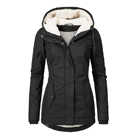 Women's Fleece Lined Hooded Jacket - Fashinoza
