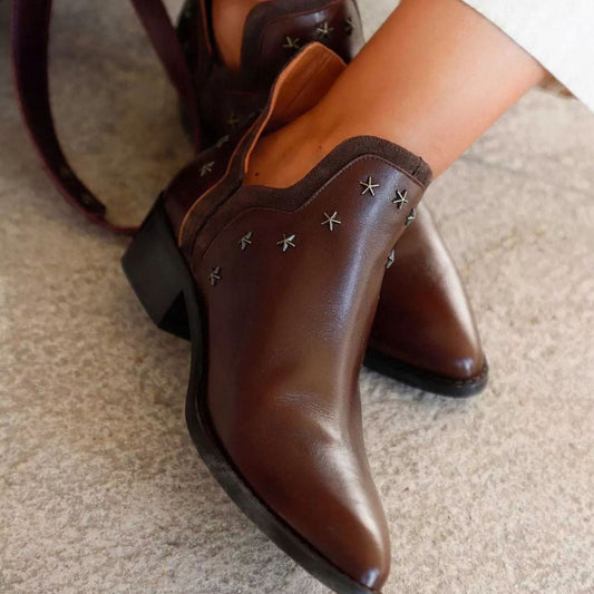 Women's Studded Ankle Boots - Fashinoza