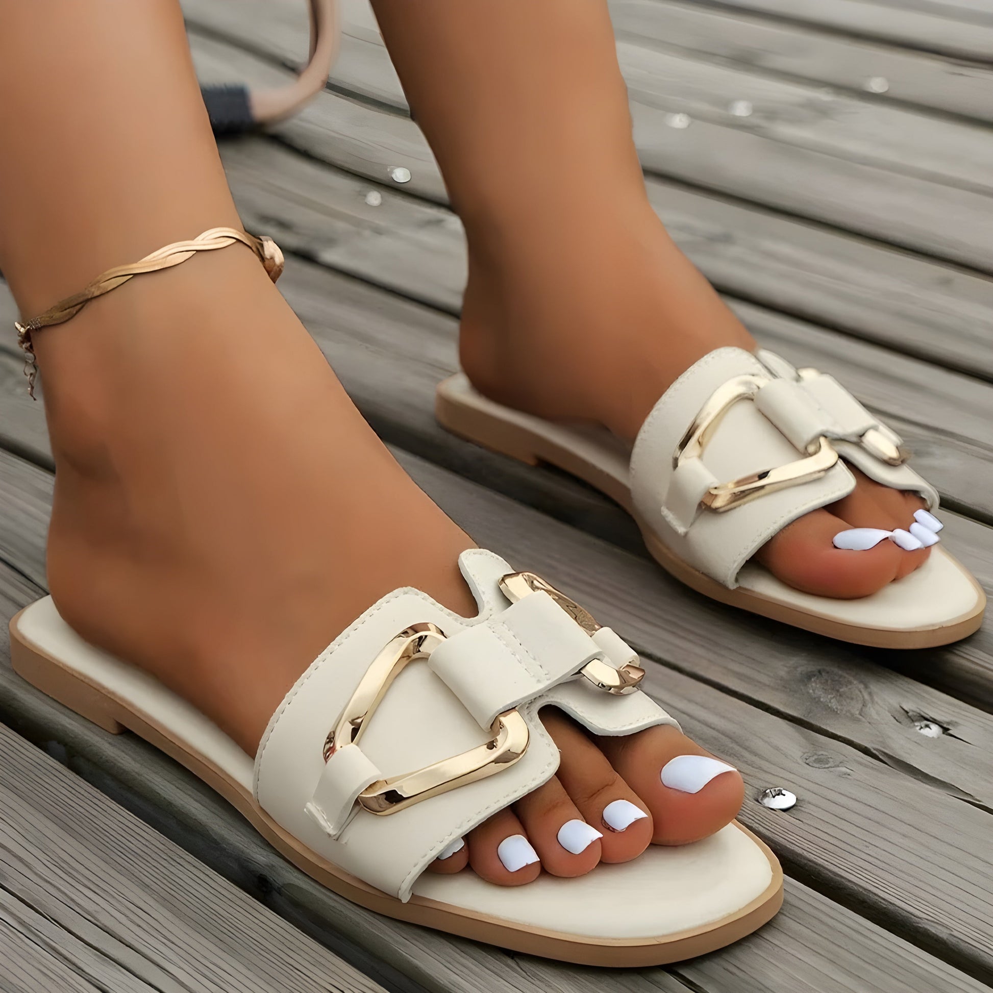 Image of Rosie | Women's Slide Open Toe Flat Sandals