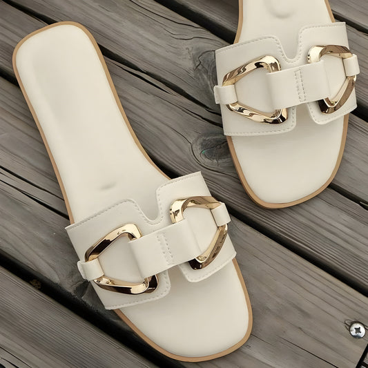 Women's Open Toe Flat Slide Sandals - Fashinoza