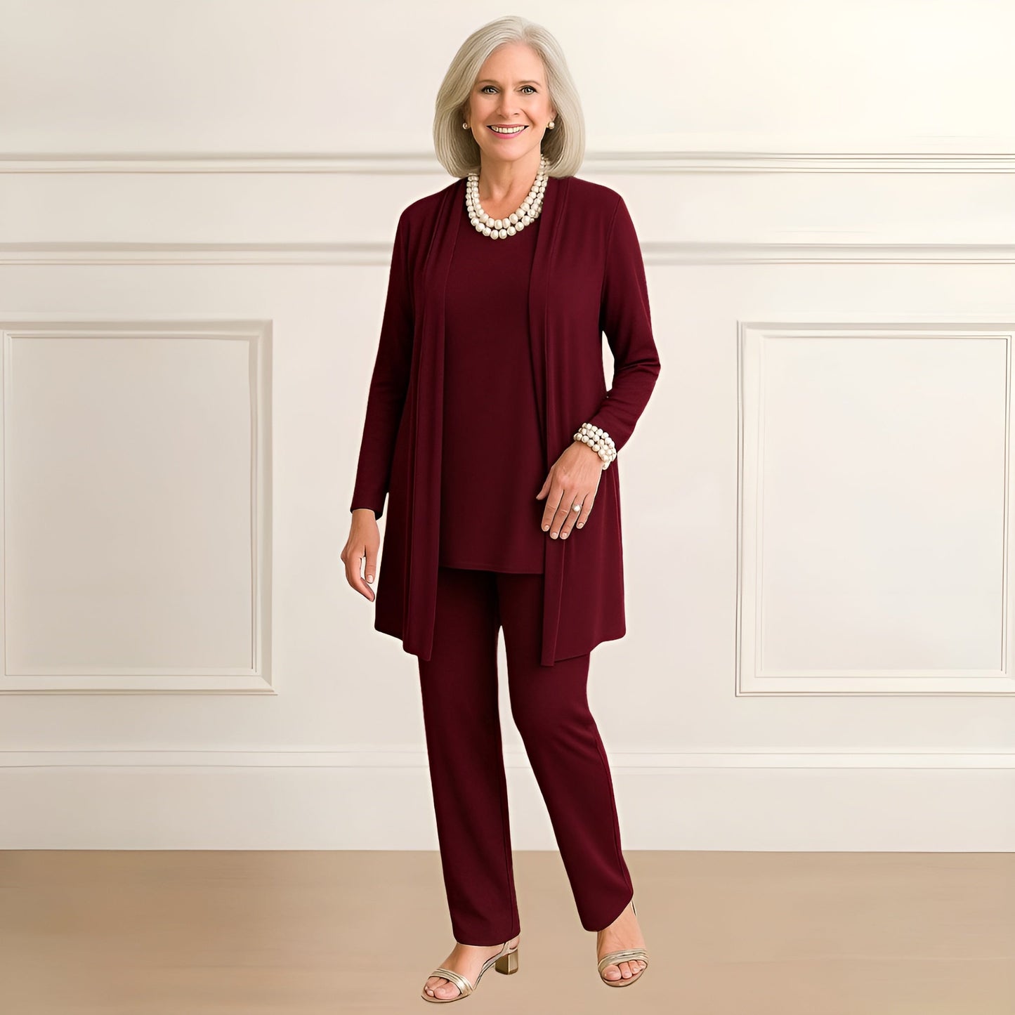 Women's Cardigan And Pants Set