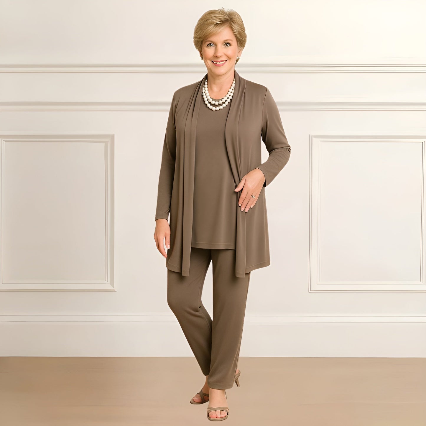 Women's Cardigan And Pants Set - Fashinoza