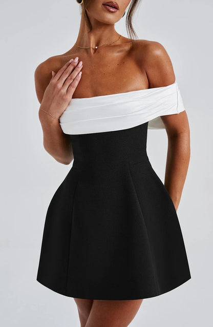 Image of Rowan | Women's Off-the-Shoulder Fit and Flare Mini Dress