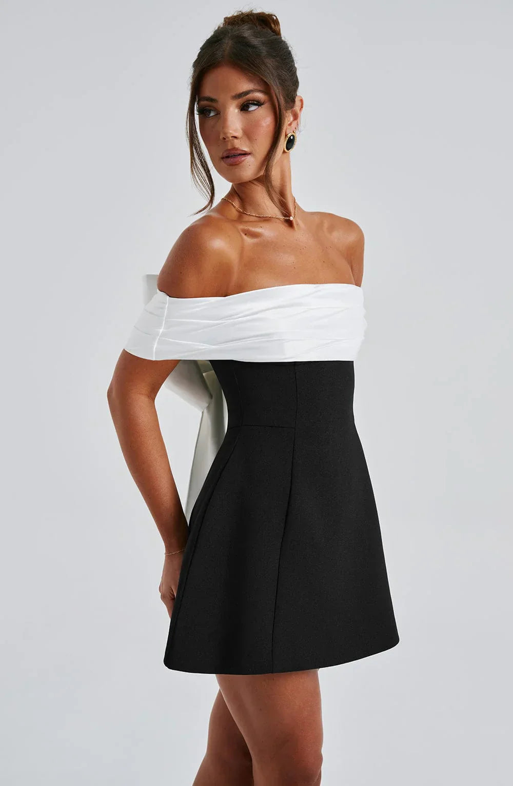 Image of Rowan | Women's Off-the-Shoulder Fit and Flare Mini Dress