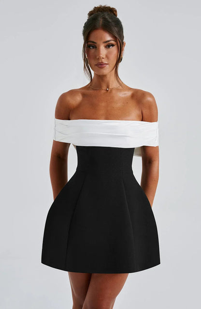 Image of Rowan | Women's Off-the-Shoulder Fit and Flare Mini Dress