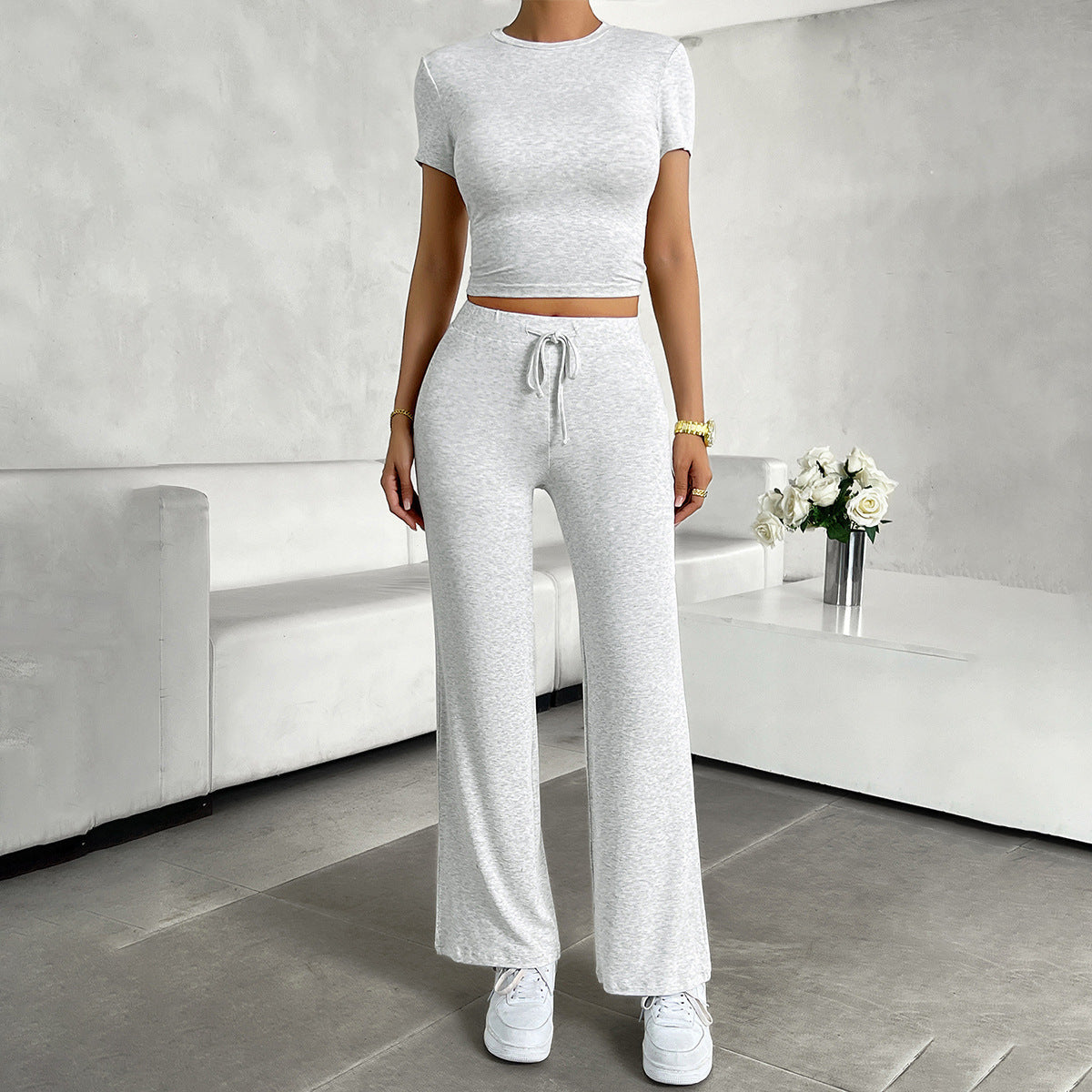 Women's Cropped Two Piece Outfit - 
Fashinoza